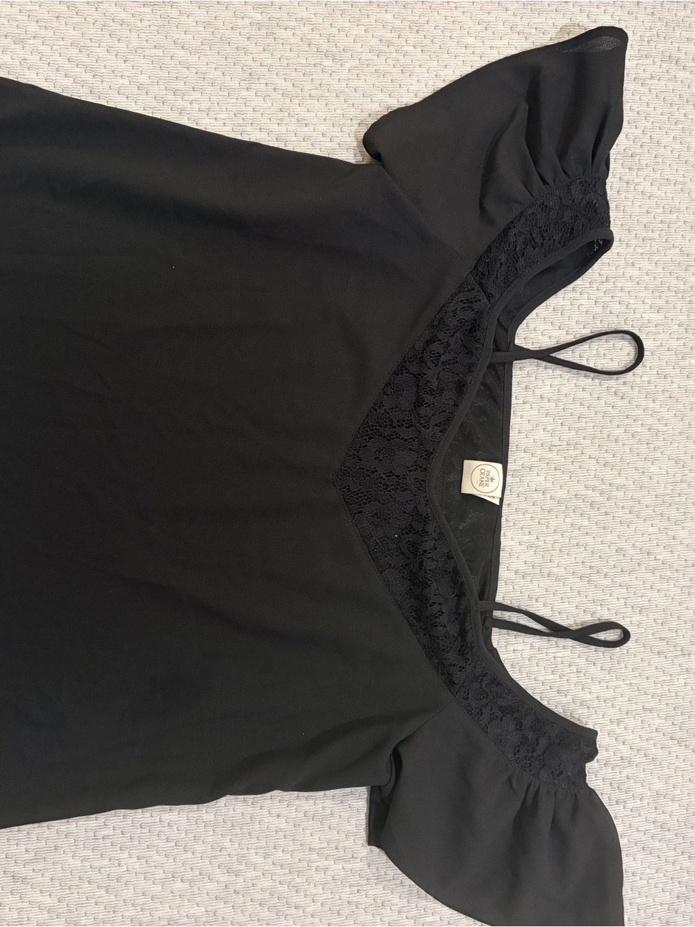 Paper Crane Black Lace-Trim Off-Shoulder Top